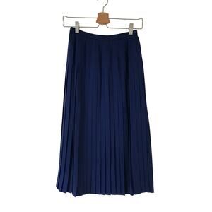 vintage GUY LAROCHE made in France deep navy blue pleated midi skirt